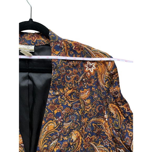 Vintage 1980s Paisley Retro Boho Gothic Blazer with Padded Shoulders size Large - Picture 6 of 6